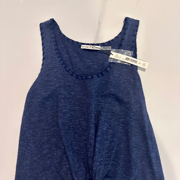 NWT! ALICE + OLIVIA BLUE COTTON JACINDA TIE FRONT TANK TOP XS - Picture 6 of 8
